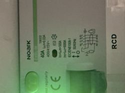 Wyłącznik różnicowoprądowy Noark Ex9L-N, 40A, 30mA, typ AC, oznaczenia techniczne