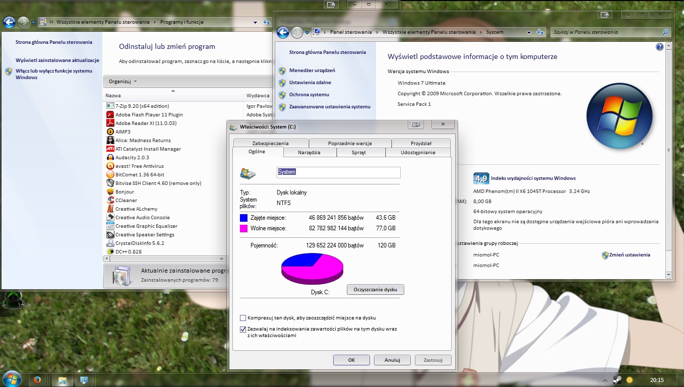 Win 7 Ultimate 64 bit zajmuje za dużo miejsca na dysku