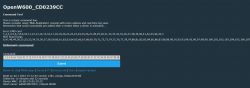 Screenshot of OpenW600_CD0239CC command tool showing command errors.