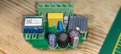 Electronic module with components on a circuit board.