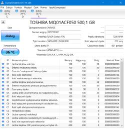 Odzyskanie/naprawa partycji na dysku - Toshiba MQ01ACF050