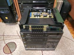 Radio module on open Schneider Hi-Fi unit with visible custom PCB