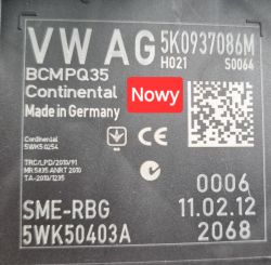 Zdjęcie etykiety modułu VW AG z oznaczeniem BCM PQ35 i napisem 