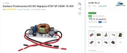 Przetwornica DC/DC step-up 250W z cewką i przewodami wejścia/wyjścia