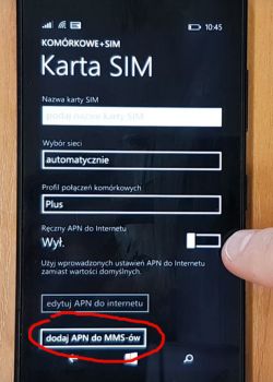 Nokia Lumia 830 - Windows Phone 8.1 brak możliwości konfiguracji APN mms