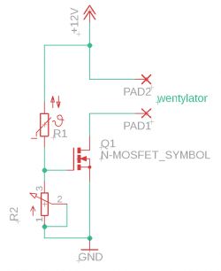 Budowa układu chłodzenia z wentylatorem i czujnikiem do zasilacza 100W