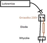 Zmniejszanie temperatury lutownicy oporowej za pomocą diody