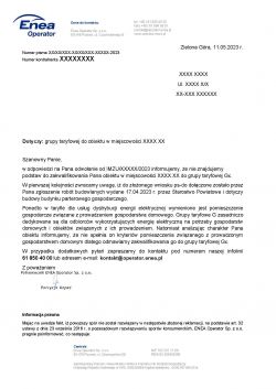 Changing the tariff from C11 to G11 or another one in the "utility building"