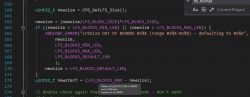 Code snippet about LittleFS size in flash memory.
