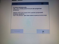 Komunikat błędu ISTA z informacją o problemie z plikiem ABL_GES_AF6500_MOSTFEHLER.dll