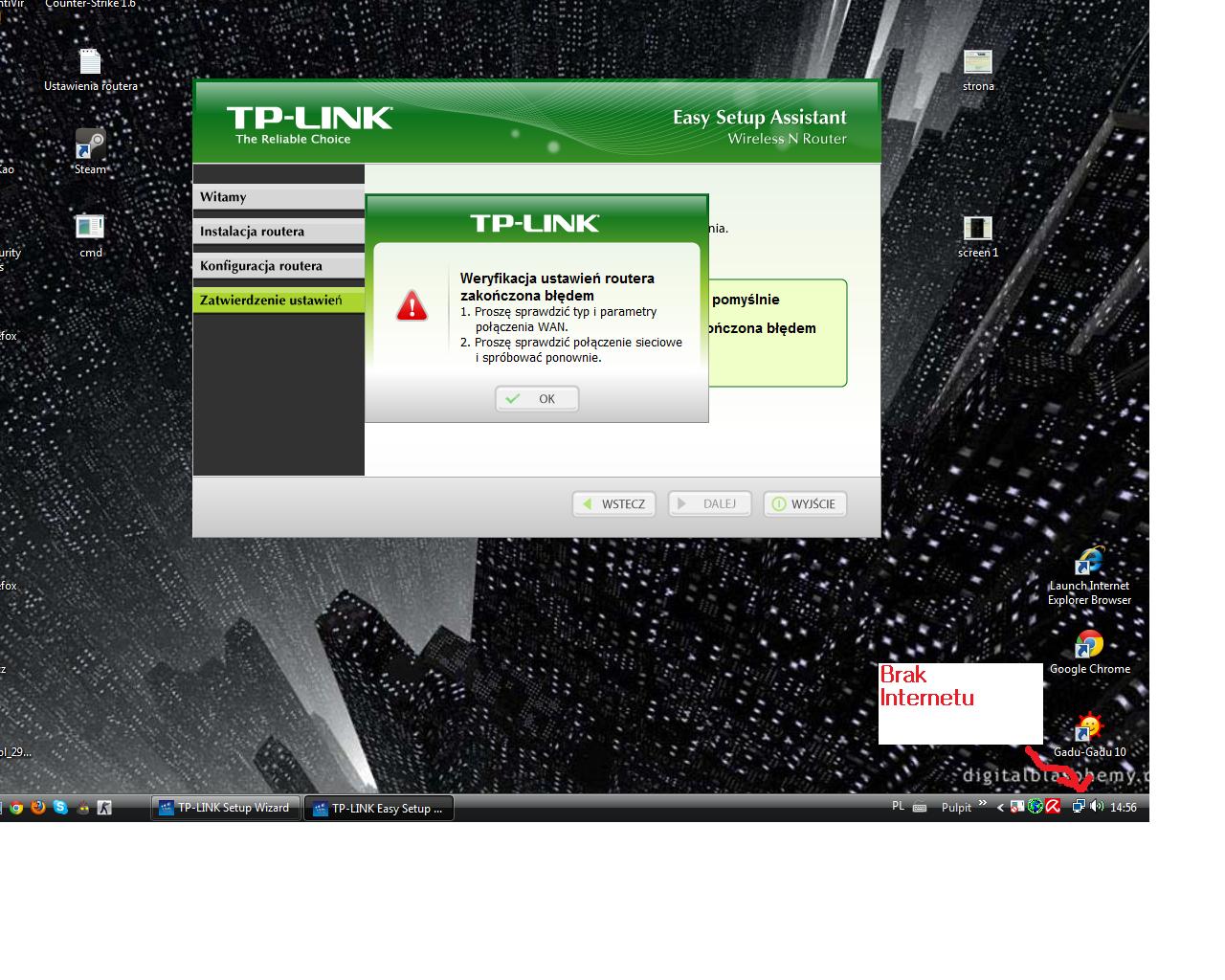 Problemy z Router Problem z pod czeniem Router Tp Link 