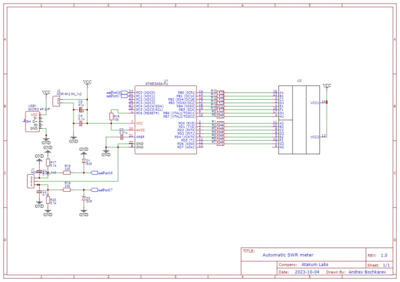 Konstrukcje prostych mierników SWR z Arduino, Atmega8 i i wyświetlaczami 1602