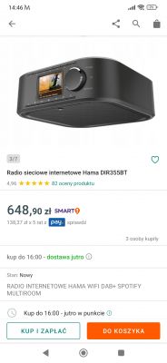 Radio internetowe Hama DIR355BT z ekranem i pokrętłem, dostępne za 648,90 zł.