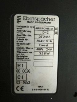 Eberspacher AIRTRONIC M D4S: Cable Colors, MAN Truck Heater, Driver & Device Details Eberspacher AIRTRONIC M D4S: Cable Colors, MAN Truck Heater, Driver & Device Details