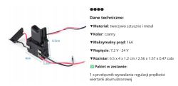 Czarny przełącznik spustowy z kablami i opisem technicznym z AliExpress