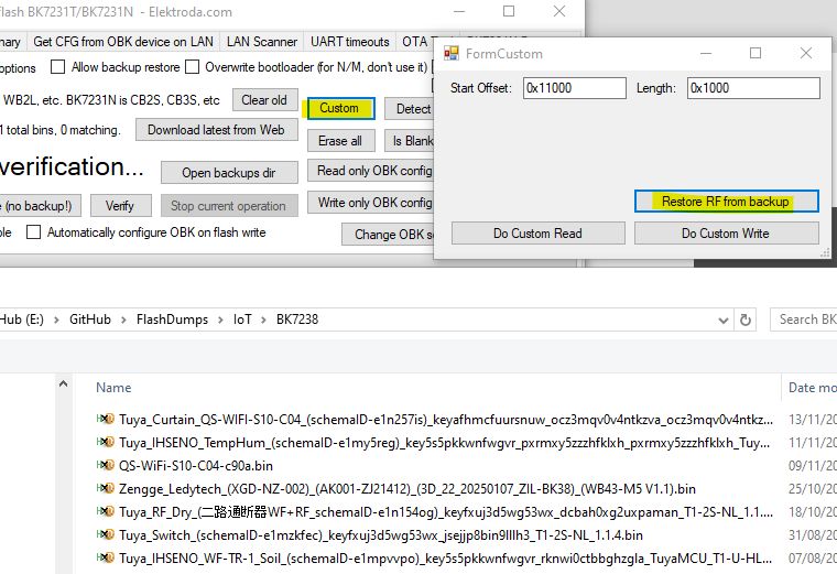 BK7231N flashing interface with open “FormCustom” window