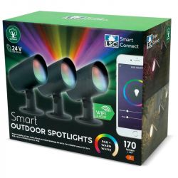 Colorful outdoor spotlights LSC Smart Connect on packaging.