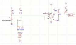 Schemat układu czujnika temperatury z histerezą oparty na LM211 i termistorze NTC.