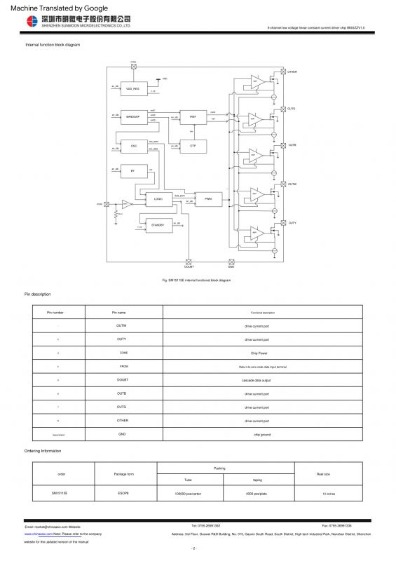 SM15155E Chip Internal Function Diagram Detailed internal function block diagram of the SM15155E chip.