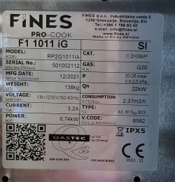 Tabliczka znamionowa pieca gazowego Fines Pro-Cook F1 1011 iG