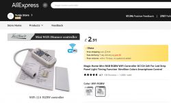 Product page for Magic Home Mini RGB RGBW WiFi Controller on AliExpress.
