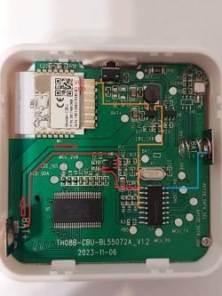 Image of a circuit board with marked electrical connections.