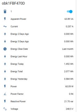 Screenshot showing energy data of a device.