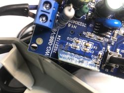 Garage Door Controller PCB WG-088-V8 Close-up of a garage door controller PCB labeled WG-088-V8, date 20231124, with various electronic components visible.
