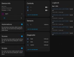 Admin panel of BK7231N device with information and logs.