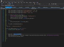 Screenshot of Visual Studio with an open C source file, showing a code section related to MQTT and HVAC.