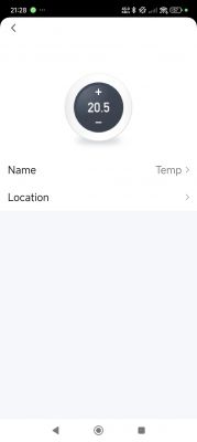 Tuya app interface showing thermostat settings with the current temperature set to 20.5 degrees.