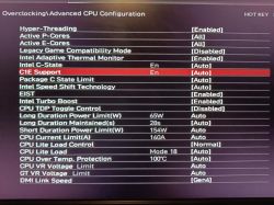 Intel Core i5-14500 spadek taktowania przy wysokim obciążeniu mimo niskich temperatur