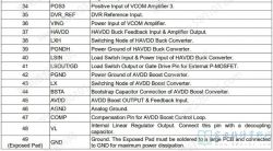 Table describing pin numbers and their functions from 34 to 49.