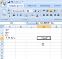 Excel 2007 - Nie podlicza kolumn (nie sumuje)