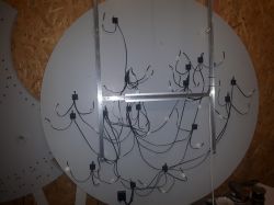 Back of LED Christmas Decoration Structure Back of a Christmas decoration with visible wires and aluminum frame.