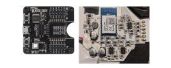 ESP8266 board on the left and WB3S module on a PCB on the right.