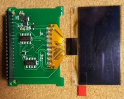 Electronic board with a display module after installation