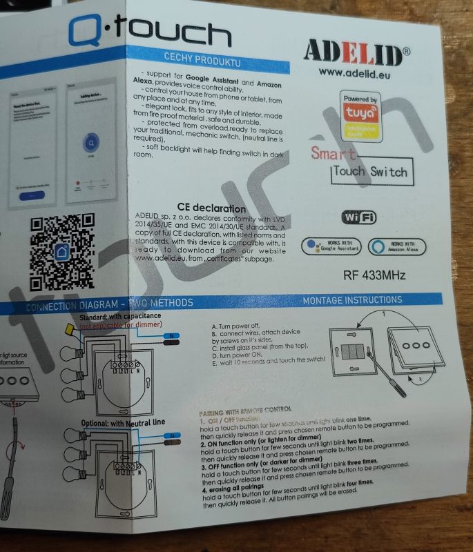 Q-touch Adelid Touch Switch Manual User manual of Q-touch Adelid touch switch.