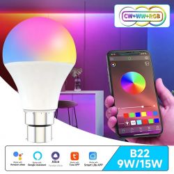 [BK7231N - CB2L] Aubess WiFi Smart LED Light Bulb 15W E27 RGBCW