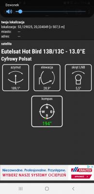 Jakość zero siła 80 przy idealnie ustawionym azymucie wedlug SatFinder