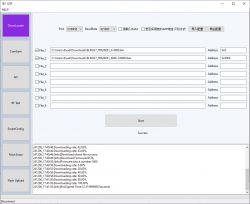 Application interface for flashing firmware on HLK-M20 with selected binary files.