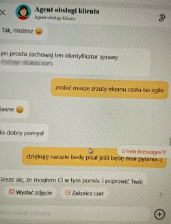 Zrzut ekranu z czatu z agentem obsługi klienta AliExpress.