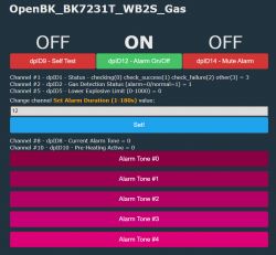 OpenBK_BK7231T_WB2S_Gas user interface with alarm settings.
