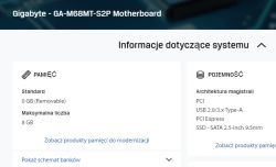 Informacje o płycie głównej Gigabyte GA-M68MT-S2P, pamięć i pojemność