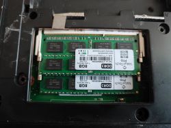 RAM Modules in ASUS N73SV Laptop Close-up of two DDR3 RAM modules installed in an ASUS N73SV laptop.