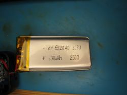 ZY 802040 3.7V 750mAh Li-Po Battery 3.7V 750mAh lithium-polymer battery on a blue surface