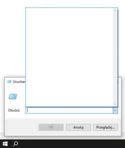 Puste okno Uruchamiania w systemie Windows 10.