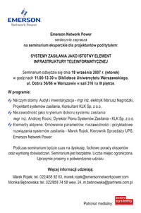 Informacja prasowa: Seminarium Eksperckie Emerson Network