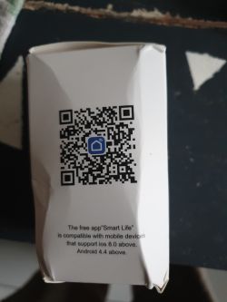 Image of a package section with a QR code and app compatibility information.
