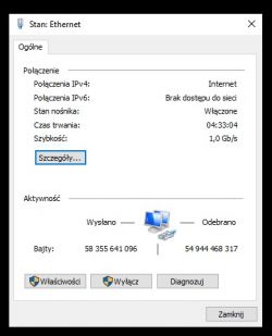 Karta sieciowa ethernet 10/100/1000 ma limit 100 mbps pobierania